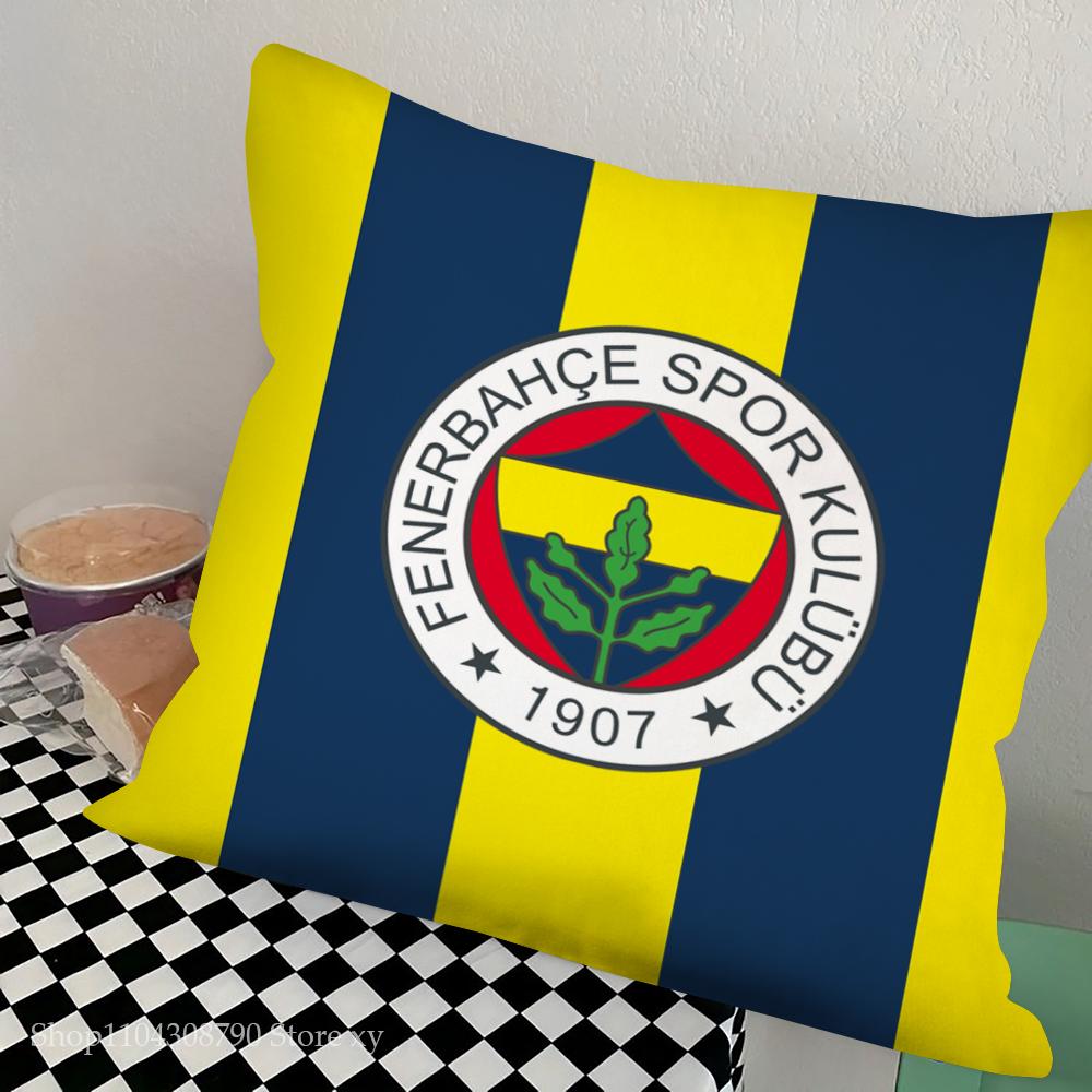 

F-F Fenerbahce Розкішна наволочка Квадратна подушка Спальня Диван Відпочинок Комфортна подушка Автомобіль Вітальня Домашній Декор 18x18Inch