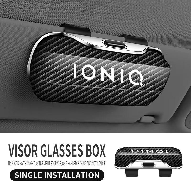 PU Leather Car Glasses Case Sunglasses Storage Box Clip For Hyundai Creta SantaFe Kona Genesis Equus Coupe Azera ioniq Accessory