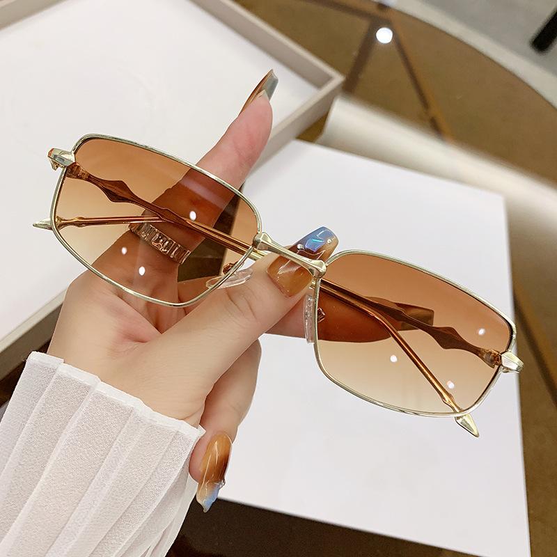 

Sense Retro Box Design Sense Sunglasses Skinny Versatile Metal Glasses Frame Plain Sunshade Mirror