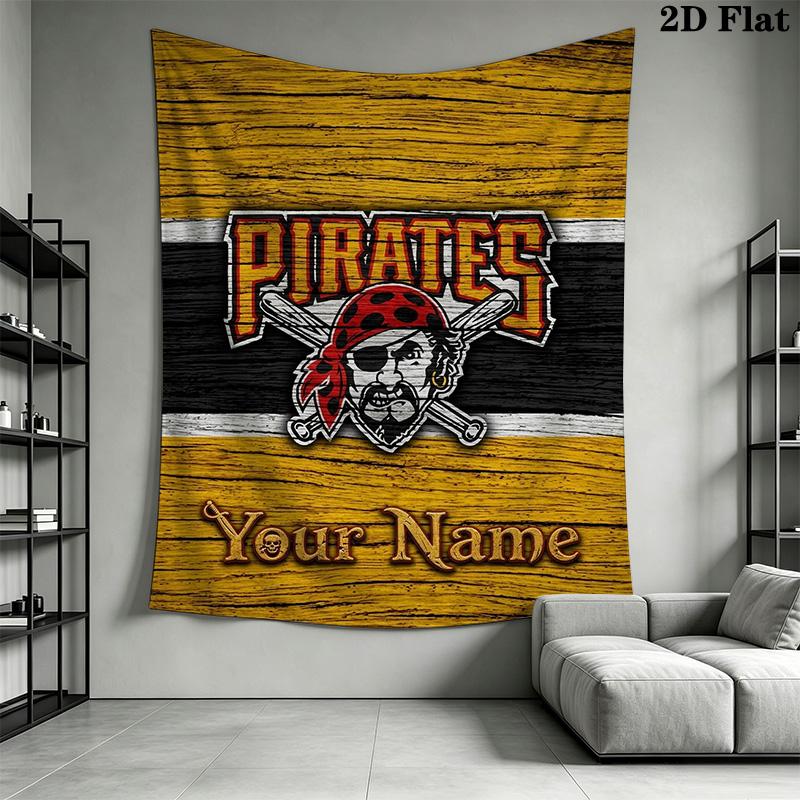 Name Custom Pittsburgh Pirates Wall Tapestry Aesthetic Wall Hanging Printed Fabric Blanket Decorative Tapestries for Bedroom Living Room Home Decor