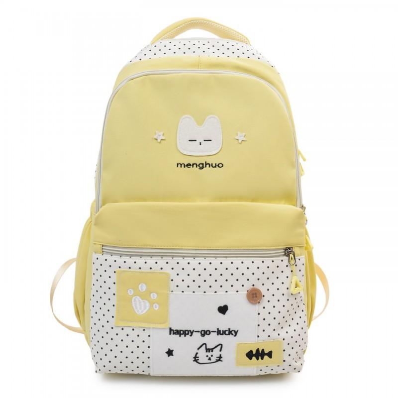 Милый Кот Студенческий Рюкзак Женский Японский Маленький Свежий Вышивка Волна Точка Начальная Школа Школьная Сумка Путешествия