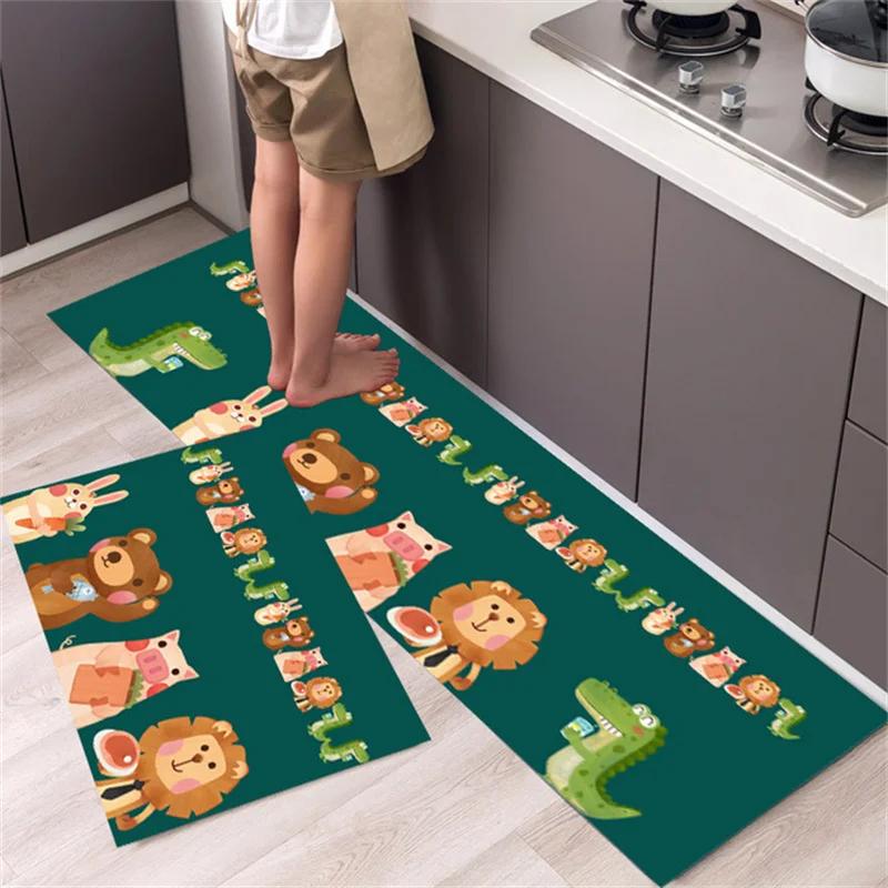Cartoon Non-slip Soft Kitchen Mat Home Long Strip Kitchens Rug Set Entrance Doormat Washable Hallway Carpet Bath Living Room Rug