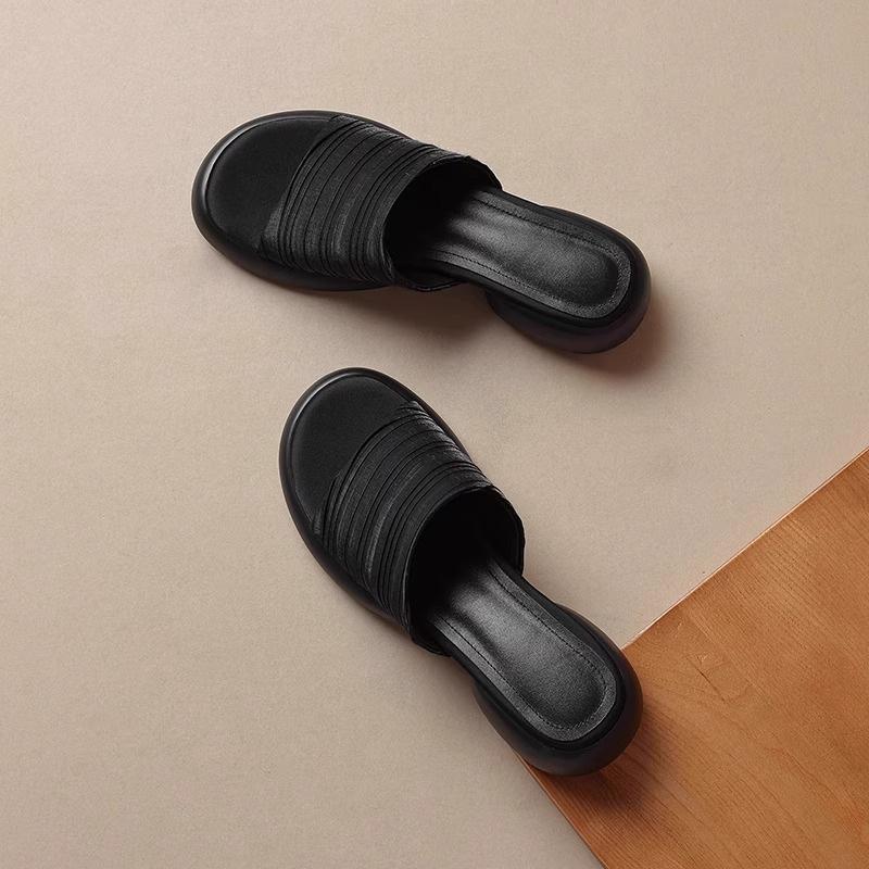 

Женские шлепанцы на толстой подошве, летняя новая ленивая обувь, домашние тапочки для помещений, сандалии для офиса 40 чёрный