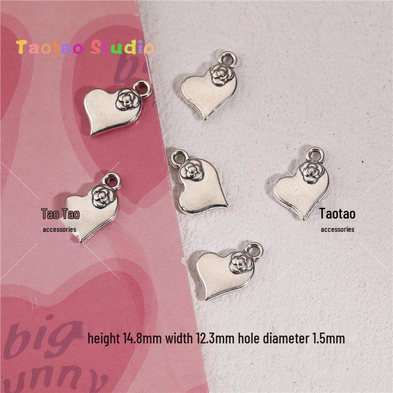 Love Heart Pendant Charm Alloy Jewelry for DIY Bracelets & Necklaces