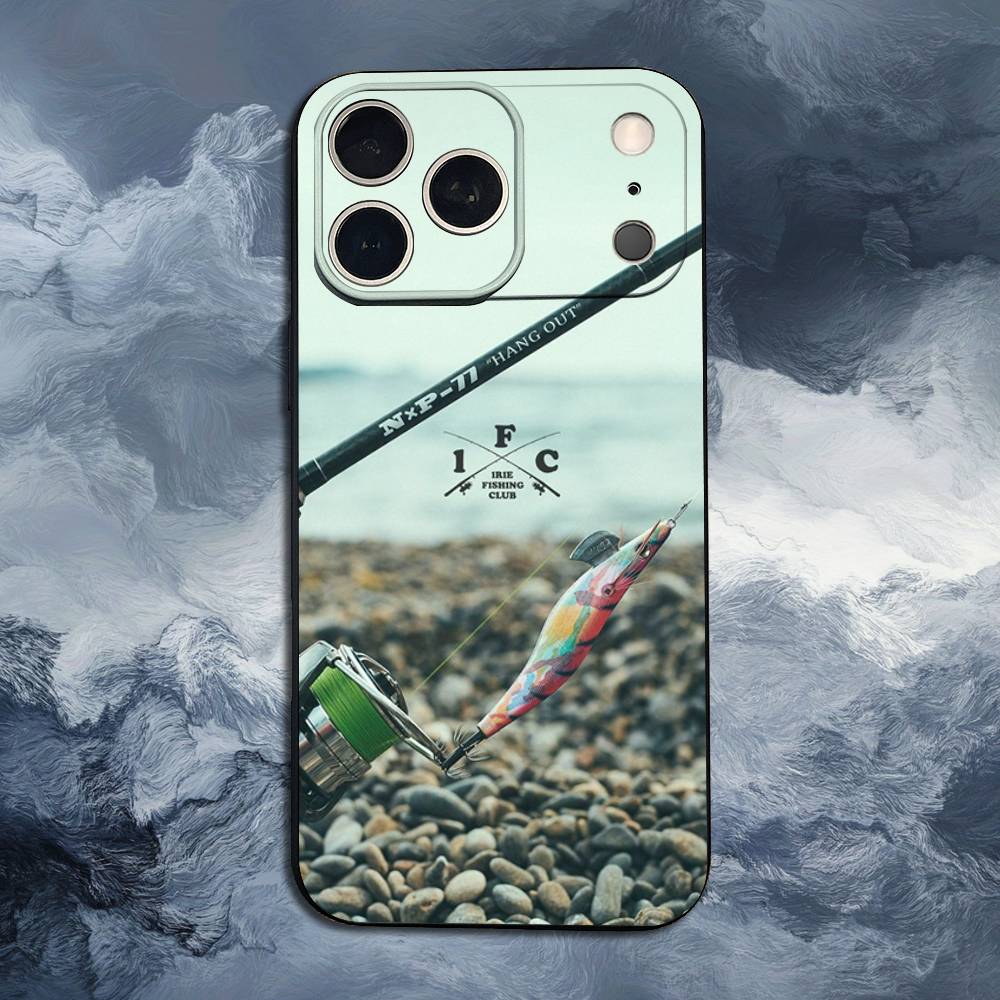 

Fishings For iPhone 12,16,11,14,15,17,13,X,Mini,SE,XS,Plus,Pro Max,8,7,XR,Soft Silicone Black Case iPhone17