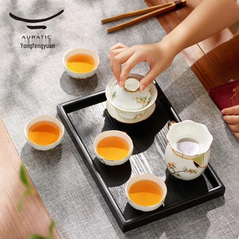 Yongfengyuan Madam Porcelain Pomegranate Garden 9-Piece Tea Set