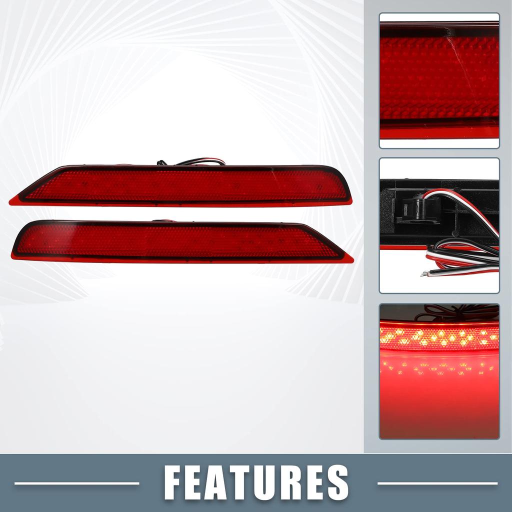 ABSOPRO Rear Bumper Fog Brake and Tail Lights Red Compatible with Suzuki Forster Red Set of 2 Reflectors, (84281SC010, 84281SC000), LEDs, (2009-2018),