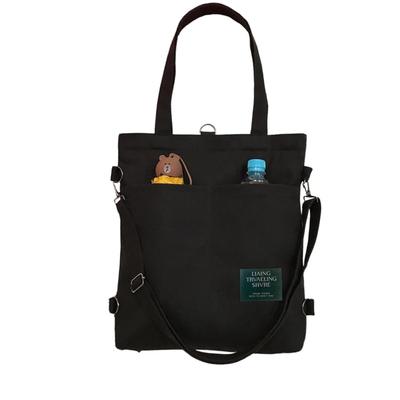 Komakusa 4-Way Canvas Tote Bag: 2-Way Design, Can Be Used As a Handbag, Shoulder Bag, or Crossbody Bag Zippered Large Capacity A4 Size Storage Unisex