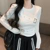 Women's T-shirts Black Long Sleeve Girls Y2K T-shirts Casual Leisure Street Wear