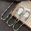 Vintage High-Quality High-Gloss Morandi Color Faux Crystal Tahitian Malachite Green Pearl Necklace Collarbone