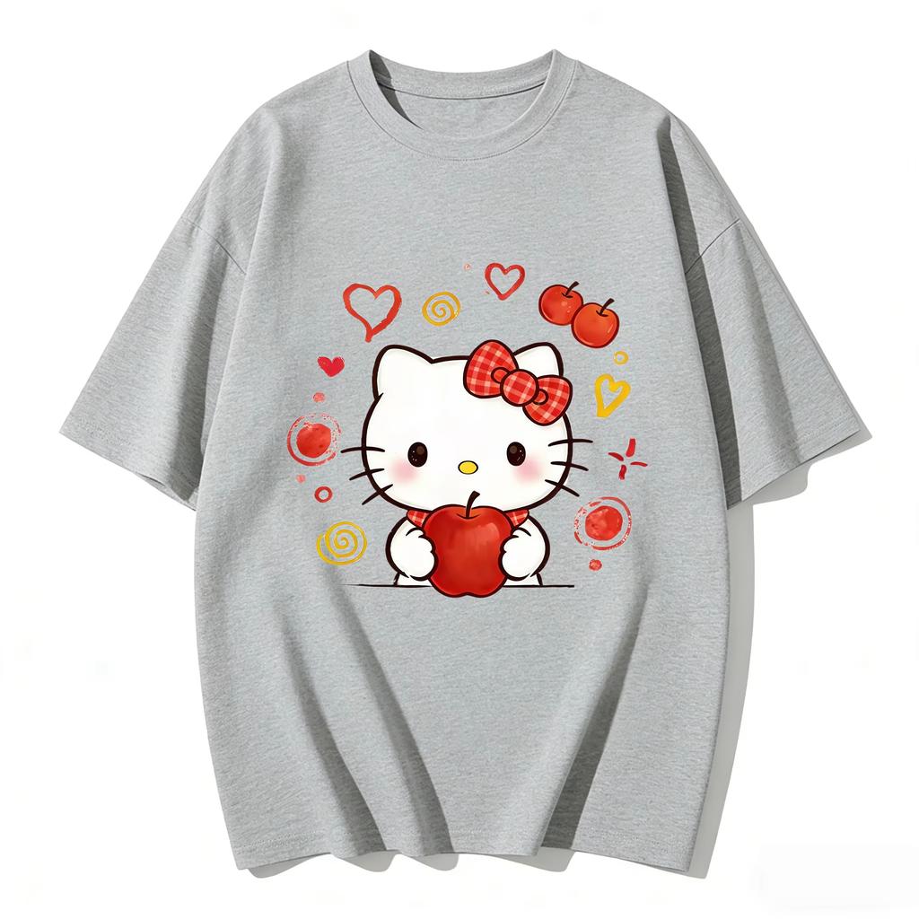 2026 Summer Hello Kitty Cartoon Pattern Printed ShortSleeved Cotton Womens TShirt Classic Fashion Top