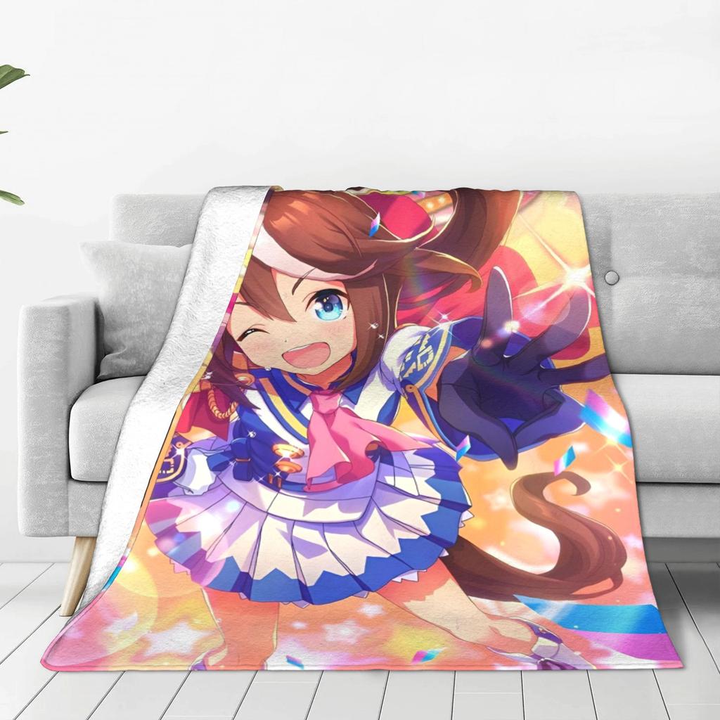 Uma Musume Pretty Derby Blankets Coral Fleece Plush Printed  Breathable Super Warm Throw Blanket for Home Car Bedspreads