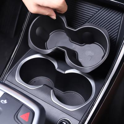 Para BMW X1 U11 2023-2024 TPE Negro Caja de Almacenamiento Portavasos Central para Coche Accesorios Interiores de Coche