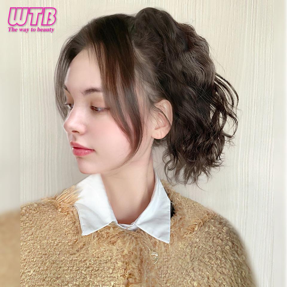 WYB syntetisk hestehaleparykk Høy hestehale for kvinner Liten fangende klips Kort krøllete syntetisk hår Lunt naturlig falskt hår