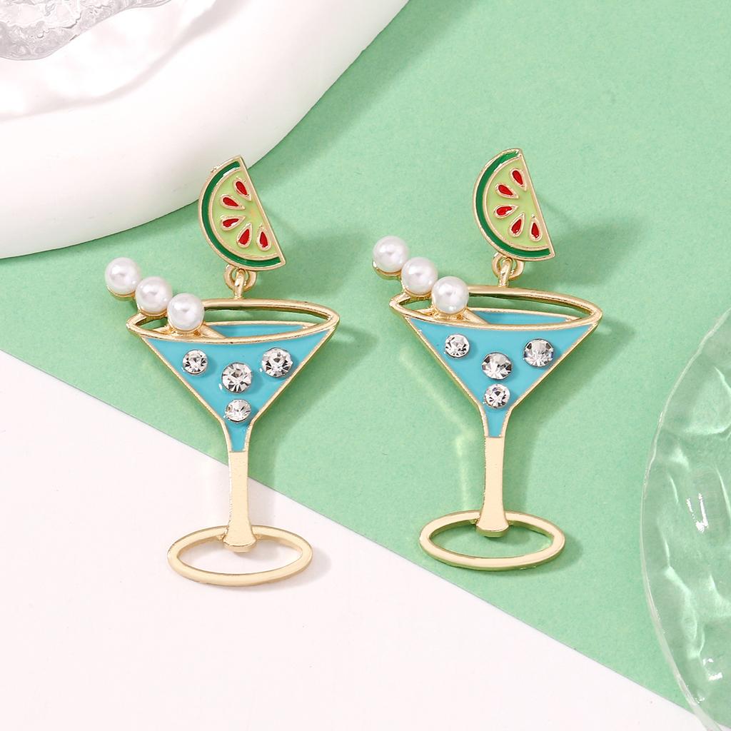 Amazon Cross-border E-commerce New Multi-color Goblet with Diamonds, Light Luxury and Versatile Earrings, Yiwu Jewelry Women
