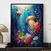 Ocean Diamond Painting Art Painting Set, 5D Undersea Cross Stitch Craft DIY Colored Gemstone Decoration Home Wall Mural Gift