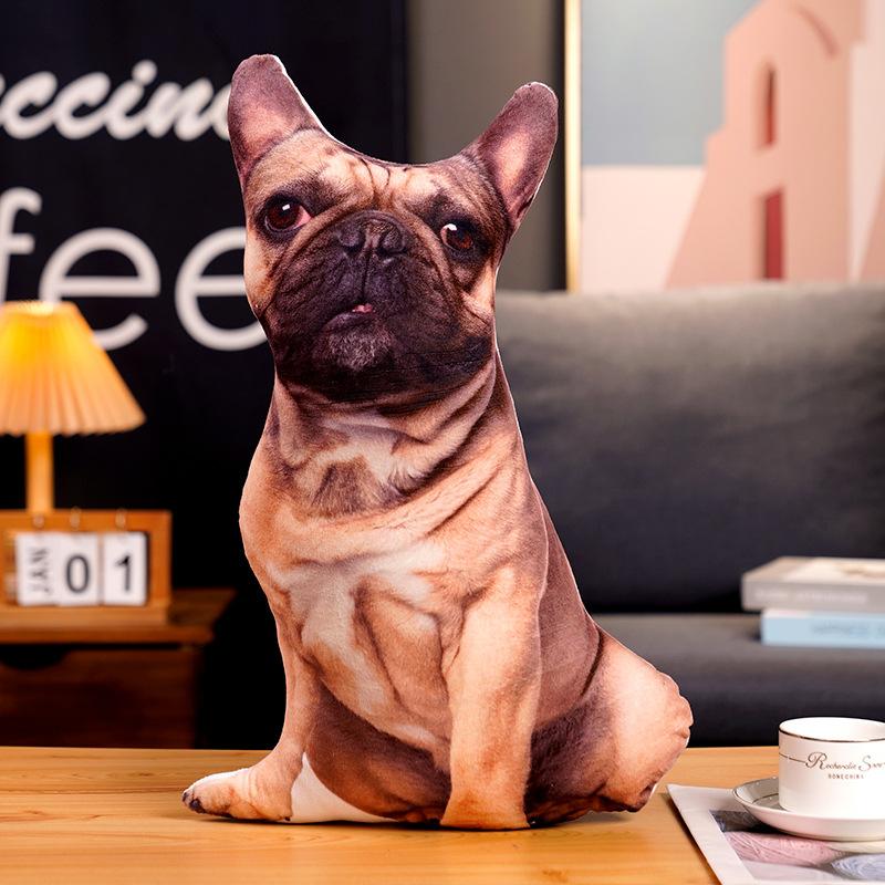 3D Cute Curved Dog Pillow 50cm Pillow Realistic Animal Funny Dog Head Role Playing Home Decoration Sofa Ornament