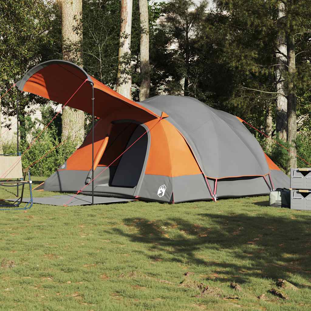 Tunnel Family Tent for 8 Persons Grey and Orange Waterproof