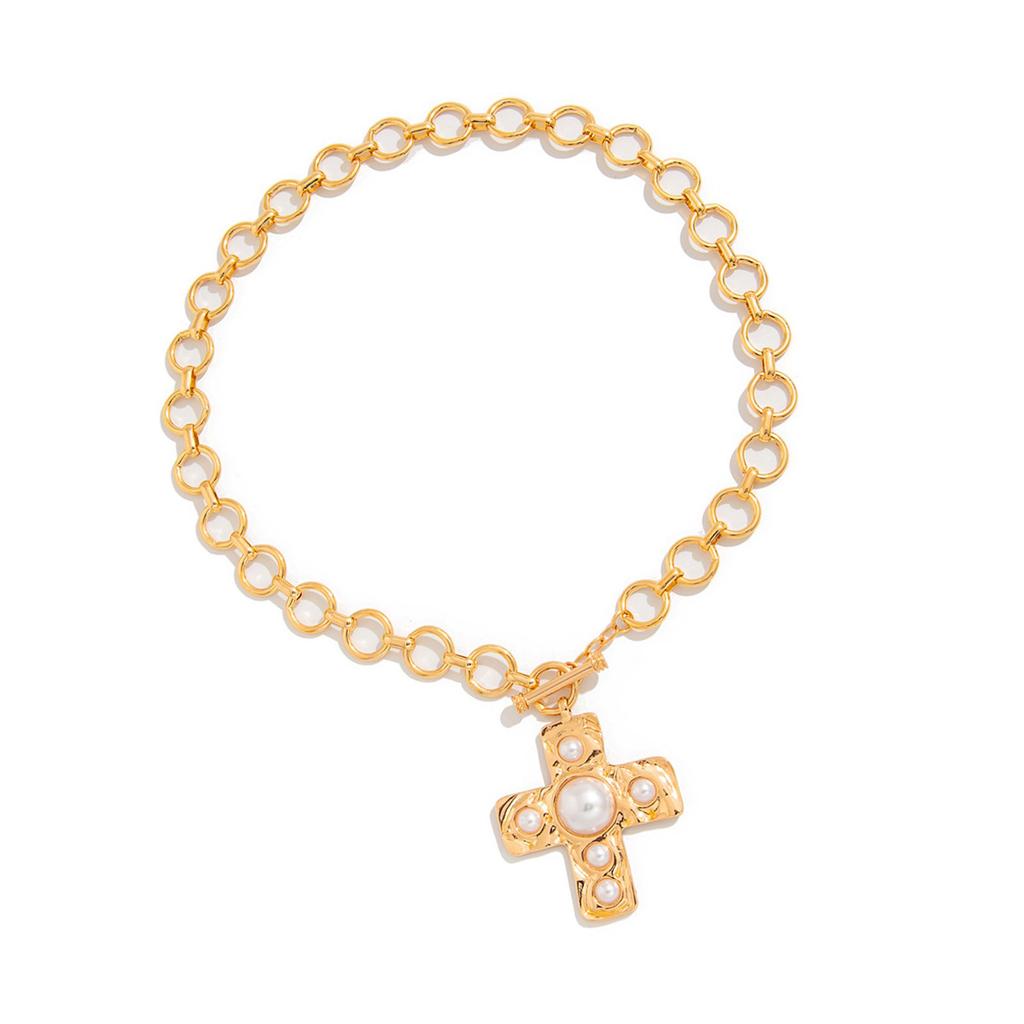 Eleagnt Hammered Crosses Necklace Stylish Chunky Crosses Necklace in Hammered Designs Women's Neck Chain Jewelry