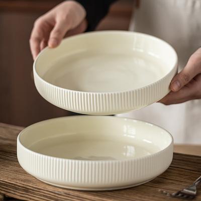 Podstawowy talerz obiadowy Jednolity kolor Ceramiczny Głęboki talerz Styl nordycki Domowy Talerz na warzywa Okrągła Duża miska Talerz do zupy Talerz na sałatkę Miska do serwowania