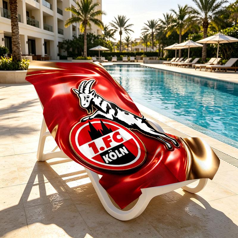 FC Koln Print Beach Towel Design, Soft, Lightweight. for Home Bathroom, Spa, Pool, Yoga, Surfing, Camping, Gift for Family, Friend