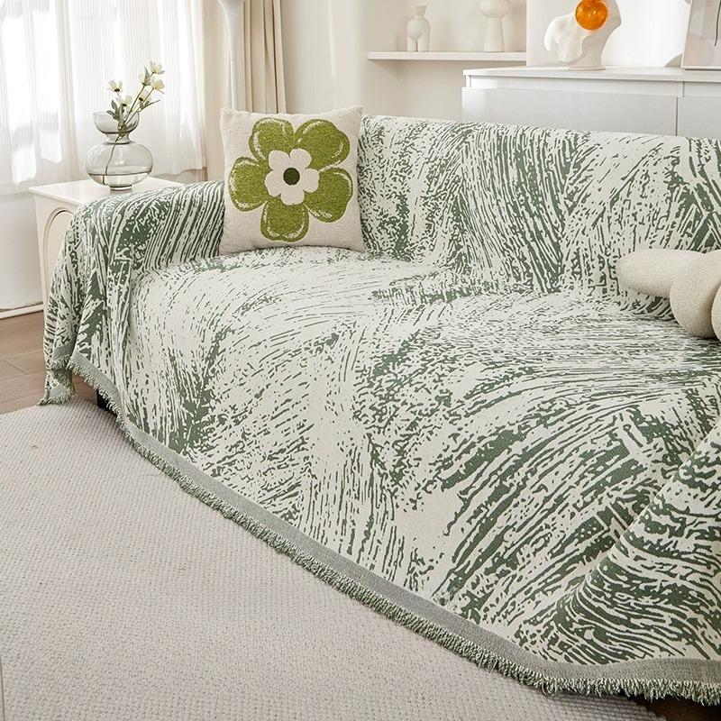 Sofa Towel Striped Couch Pad Light Colored Sofa Blanket All Season Universal All-Inclusive One-Piece Non-Slip And Wear-Resistant