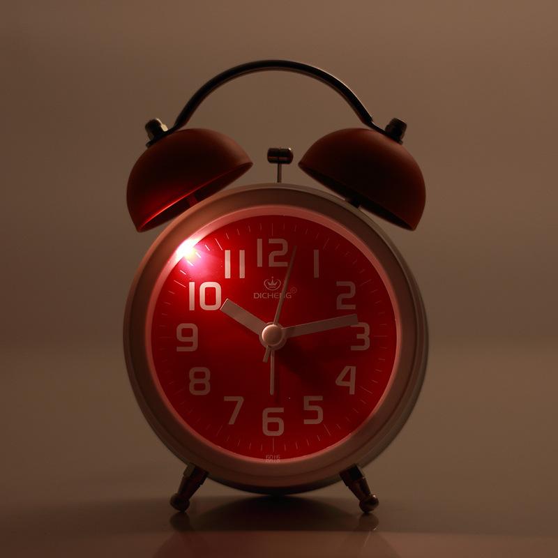 Nordic Style Fashionable and Simple Creativity Metal Ringing Alarm Clock Mute Alarm Clock Student Bedroom Luminous Clock Watch