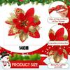 Glitter Christmas Poinsettia Flower Decoration Double Layer Gold Glitter Sparkle Holly Artificial Flower for Xmas Tree Ornaments