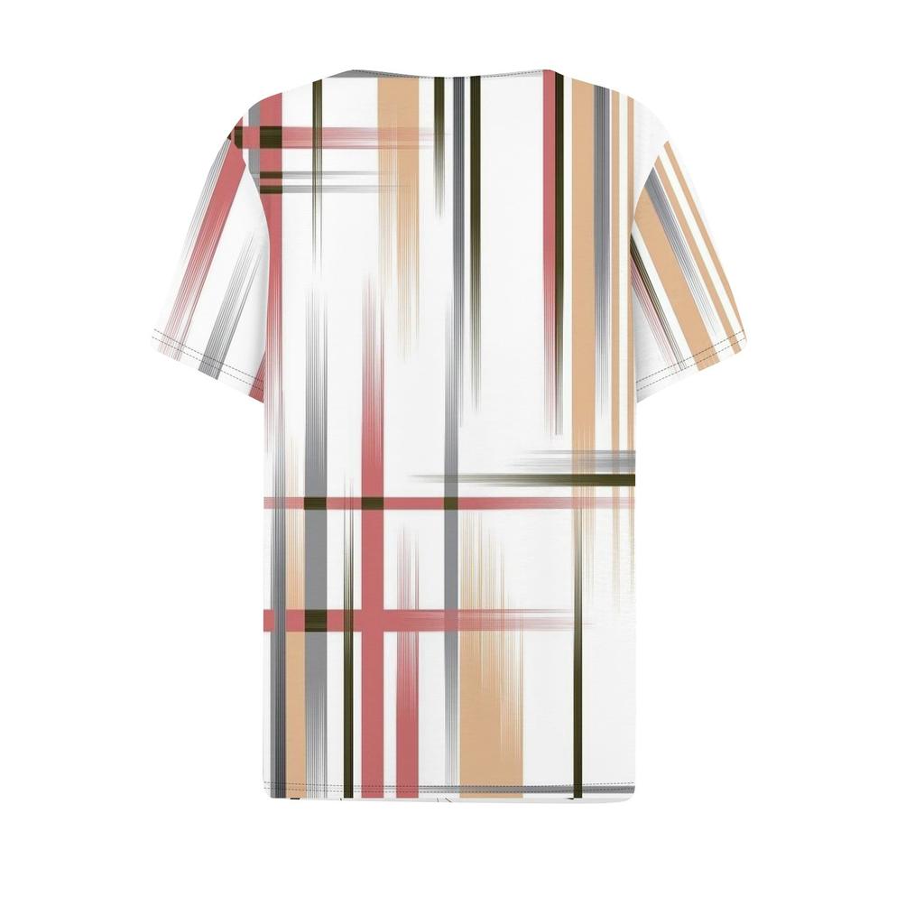 Women's T Shirt Tee Print Button Short Sleeve Daily Weekend Fashion Basic V- Neck Regular Top