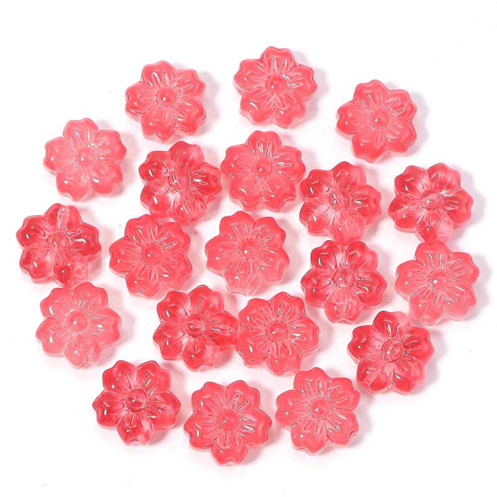 30pcs/lot 14mm Cherry Blossom Glass Beads Colorful Flower Lampwork Beads Loose Spacer Beads For Jewelry Making DIY Accessories