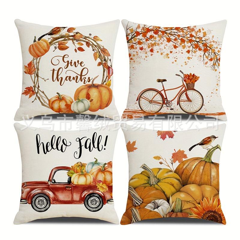 Autumn Pumpkin Pattern Pillowcases - Decorative Throw Cushion Covers