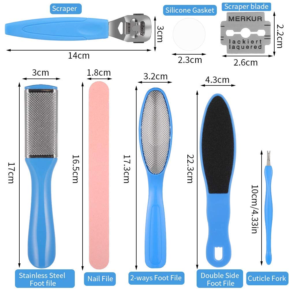 Vitalogy - Pedicure Tools for Feet - 8 in 1 Pedicure Kit | Foot Scrubber for Dead Skin, Callus Remover, Foot Scraper, Foot File, Pitchfork, Filer f