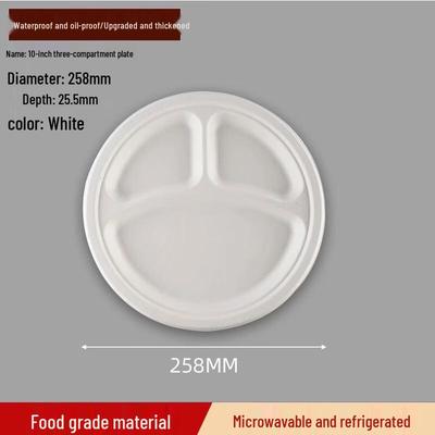 Yipan 10-inch 3-Compartment Biodegradable Plates