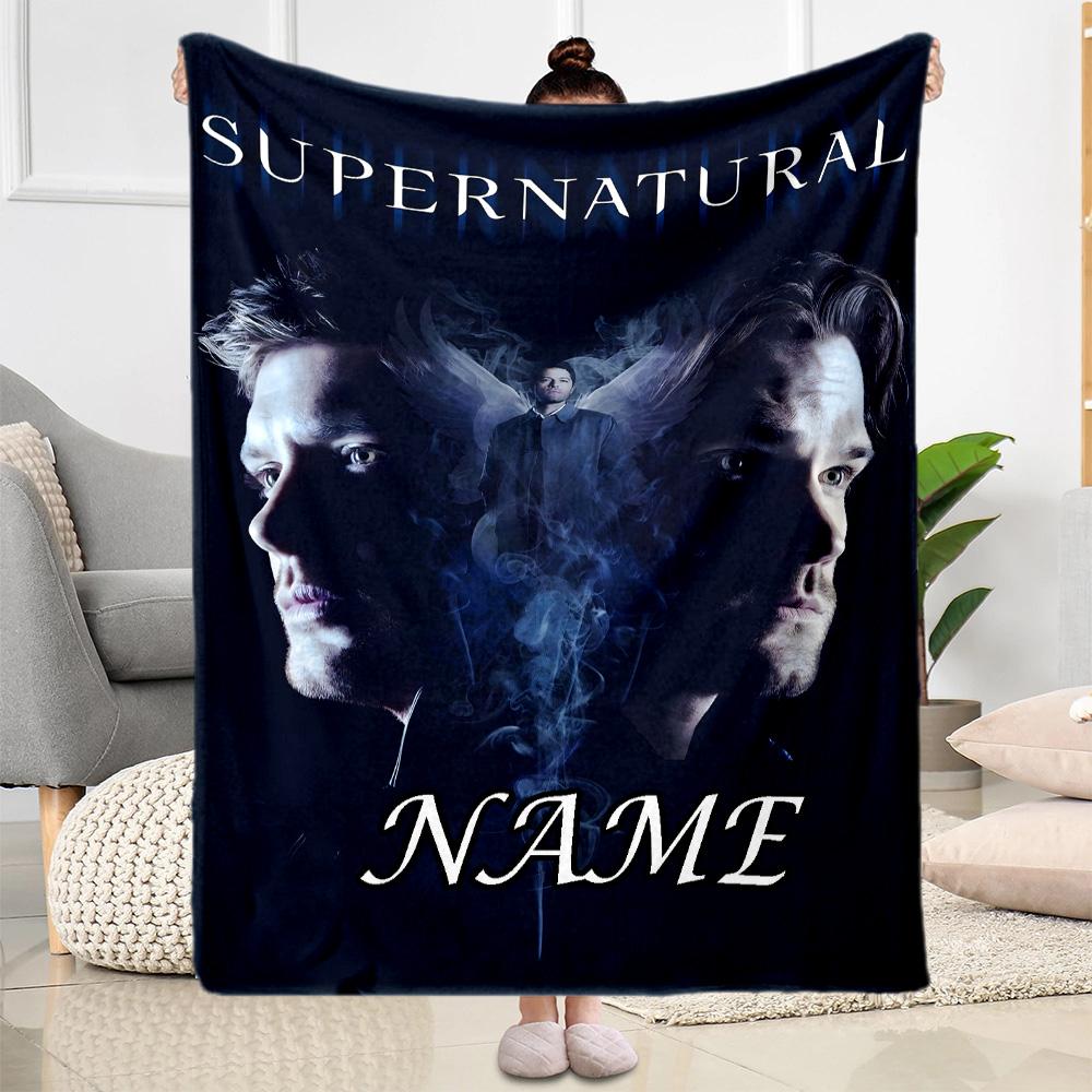Supernatural Name Mystery Customize Your Name Blanket Multi-purpose Personalized Blanket Soft & Cozy Versatile for Livingroom Seaside Office Chair