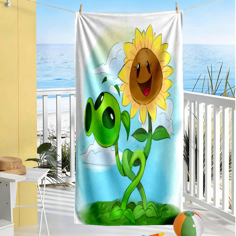 Plants Vs. Zombies Beach Towel Quick-Dry Soft Microfiber Comfortable Lightweight Suitable for Swimming, Gym, Camping, Yoga Vacation