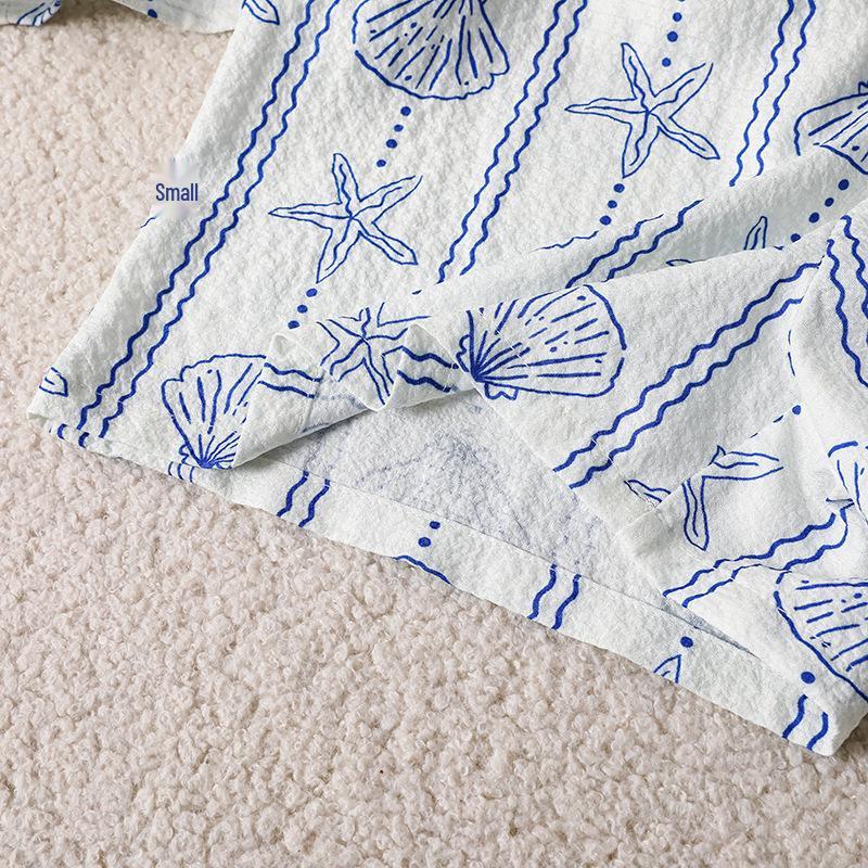 2026 Spring/Summer Ocean Style Girls' Set: Starfish Print Sleeveless Top & Shorts