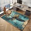Vintage Turtle MapRug forNauticalThemed RoomsStylish Ocean Life Decor with Compass Detail Anti slip carpet can be machine washed