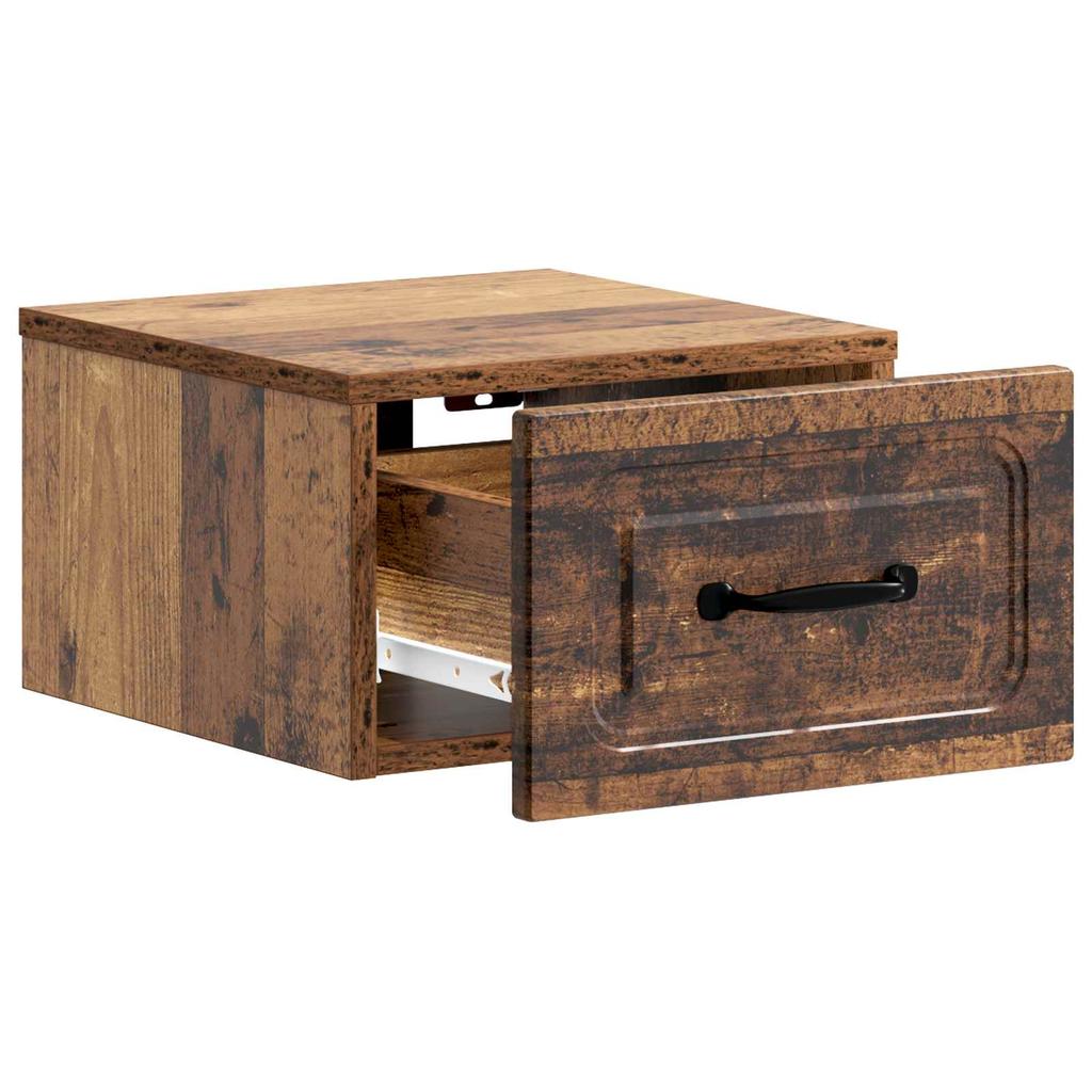 Wall Mounted Nightstand Reclaimed Wood Look 34.5 x 33 x 20 cm
