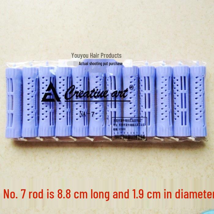 Large Cold Perm Rods for Women's Hair, 10-Pack - Plastic Hollow Curling Texture with Rubber Band Core