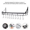 Metal Hanging Pan Pot Rack Wall Mounted with 10 Hook Holders Kitchen Storage Organizer