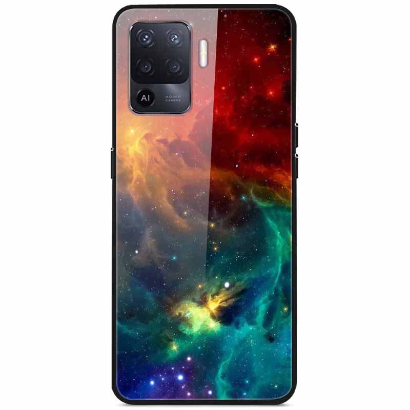 Tempered Glass Case For Oppo Reno5 Lite Hard Back Cover for Oppo Reno 5 Lite Luxury Painted Reno5Lite Funda 6.43'' Shockproof