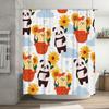Bright Sunny Day Cartoon Shower Curtain Cute Panda Rabbit Yellow Flowers Bathroom Decor Home Decoration Waterproof Fabric for Ki