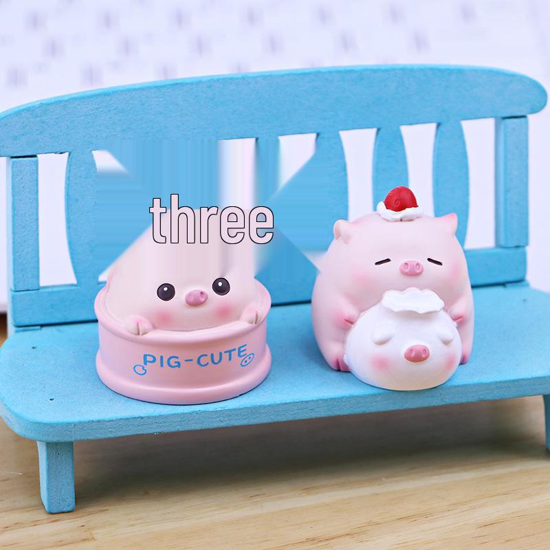 Happy Pig Mini Ornament - Cute Desk and Car Console Decoration