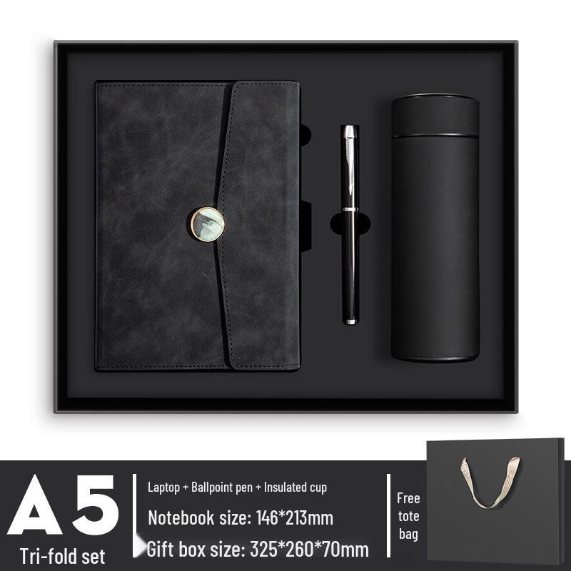 In-Stock A5 Notebook: Business Gift with Thickened Soft Leather, High-Appearance Design, Buckle Closure, and Gift Box