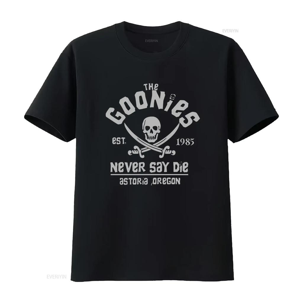 The Goonies Never Say Die Skull Retro Movie T Shirt Black Adventure Cult vintage Washed Stylish designer clothes graphic