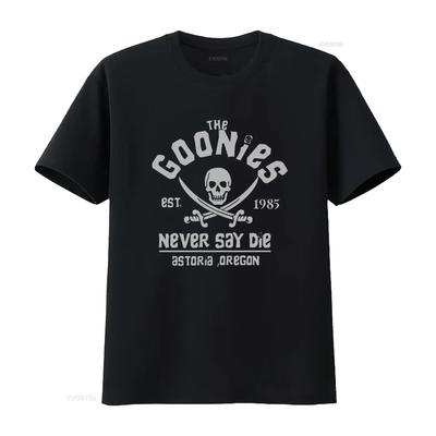 The Goonies Never Say Die Skull Retro Movie T Shirt Black Adventure Cult  Vintage Washed Stylish Designer Clothes Graphic