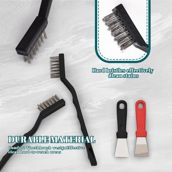 22Pcs/Set Wire Brush Ergonomic Handle Stainless Steel Bristle Brush Rust Removal Cleaning Metal Parts Cleaning Tool