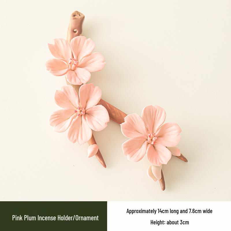 Xichun Ceramic Handcrafted Pink Plum Incense Holder - Chinese Style Aroma Tea Ceremony Accessory