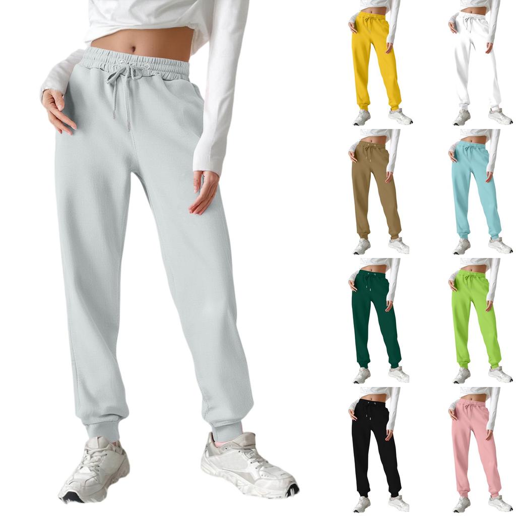 Damenmode, Sport, einfarbig, Kordelzug, Tasche, lässige Jogginghose
