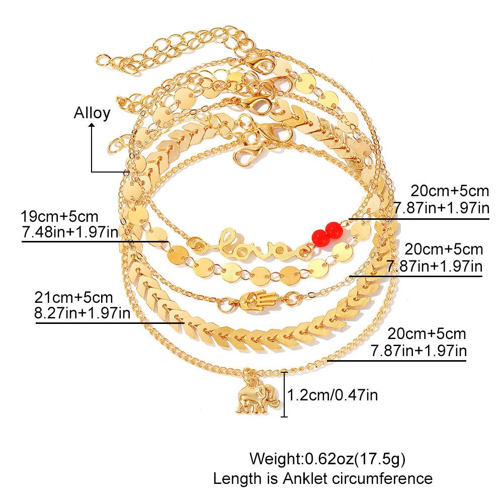 Ladies Bohemian Retro Beach Anklet 5 In 1